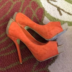 Orange and tan heels